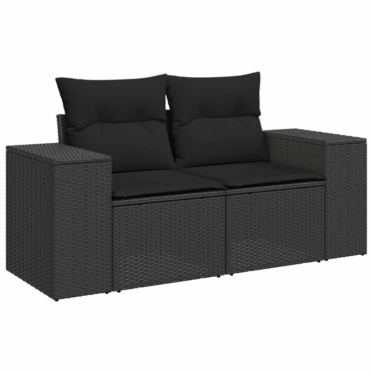 Garden Sofa Set with Cushion 13 pcs Black Poly Rattan