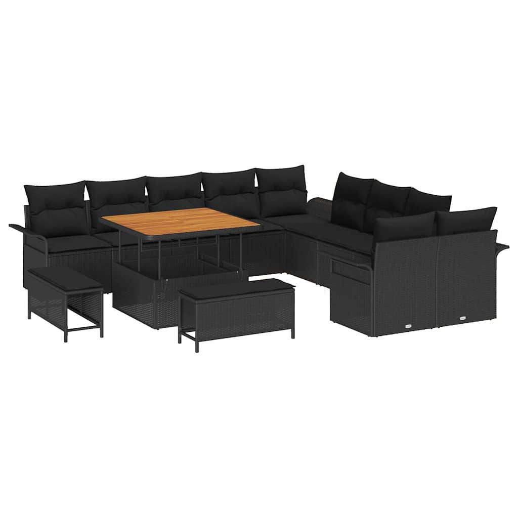 Garden Sofa Set with Cushion 13 pcs Black 100 x 100 x 71 cm