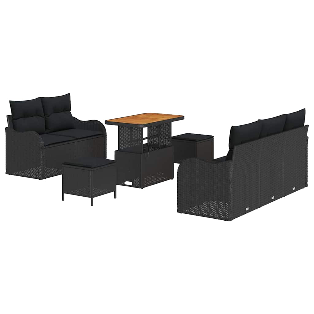 Garden Sofa Set with Cushion with Storage 8 pcs Black