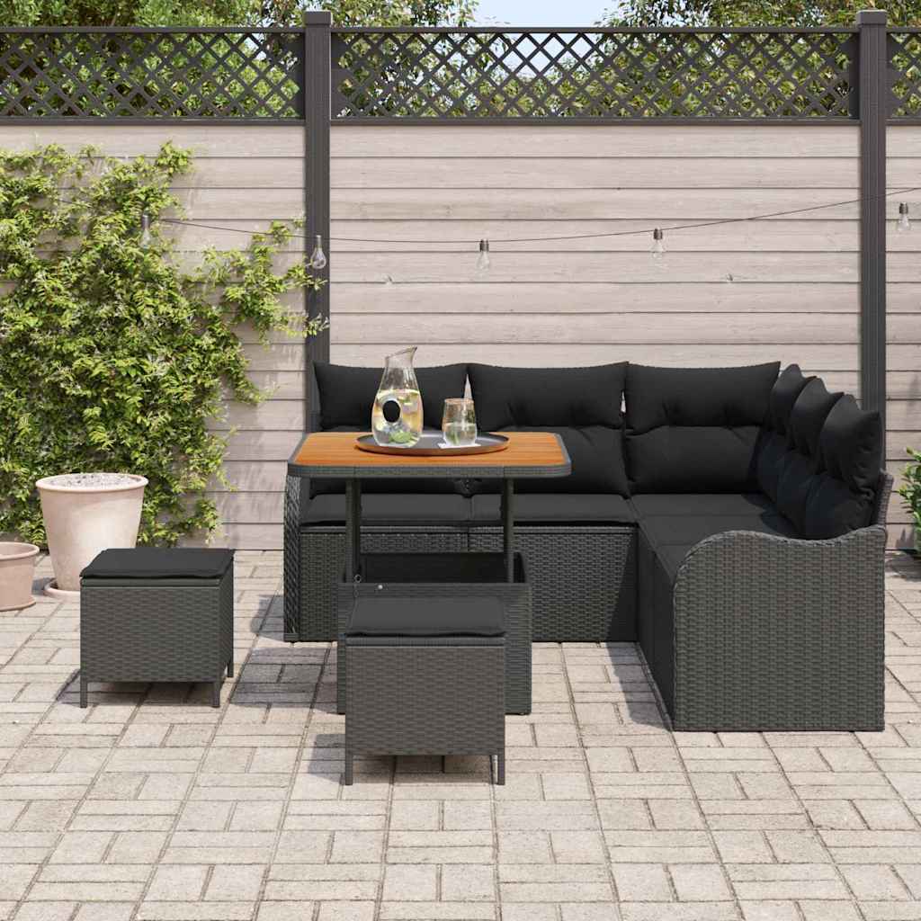 Garden Sofa Set with Cushion 8 pcs Black 80 x 80 x 71 cm