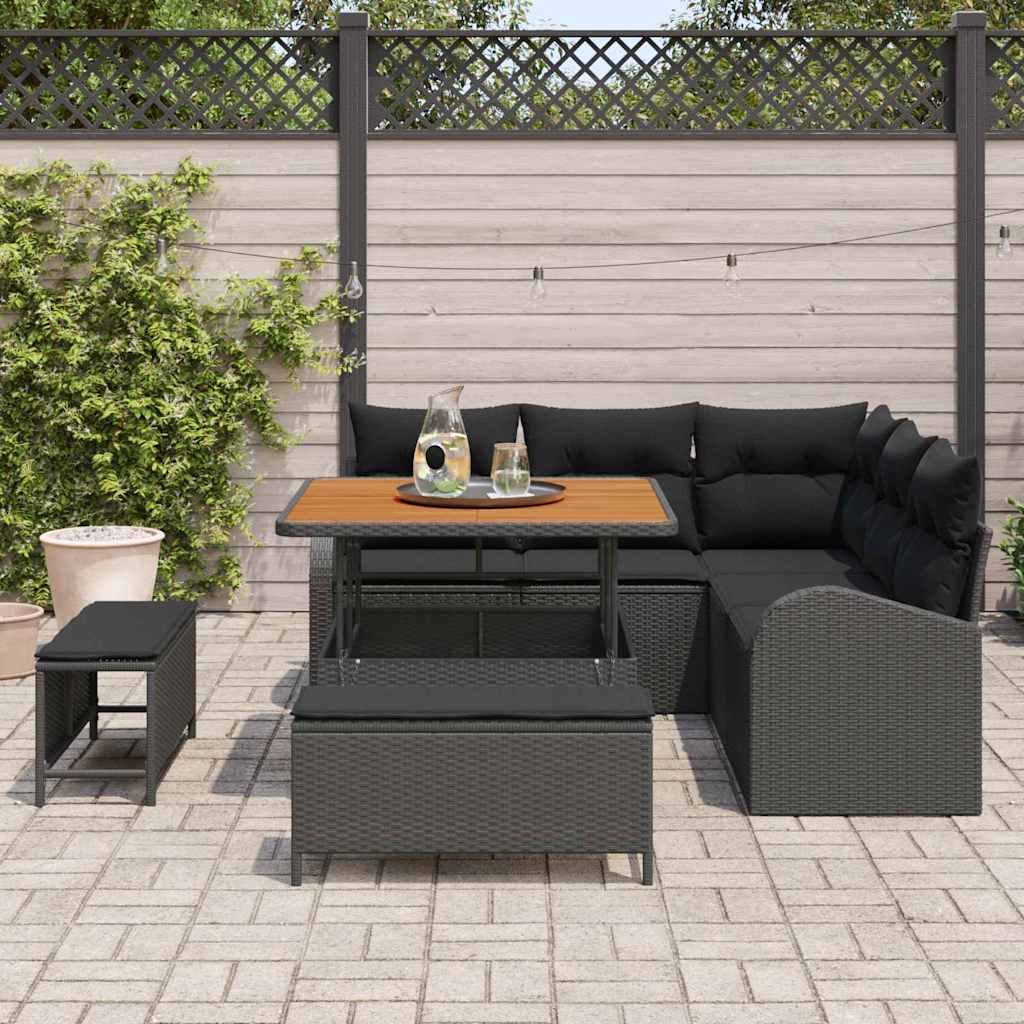 Garden Sofa Set with Cushion 8 pcs Black 100 x 100 x 71 cm