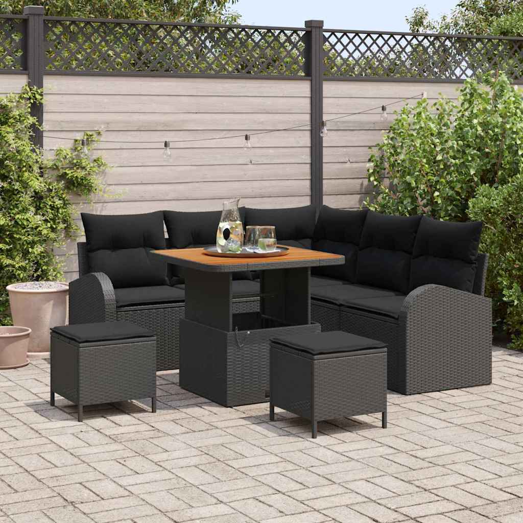 Garden Sofa Set with Cushion 8 pcs Black 80 x 80 x 71 cm