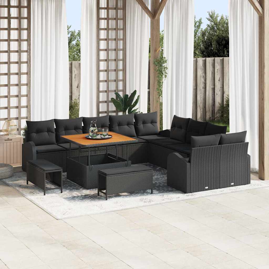 Garden Sofa Set with Cushion 13 pcs Black 100 x 100 x 71 cm