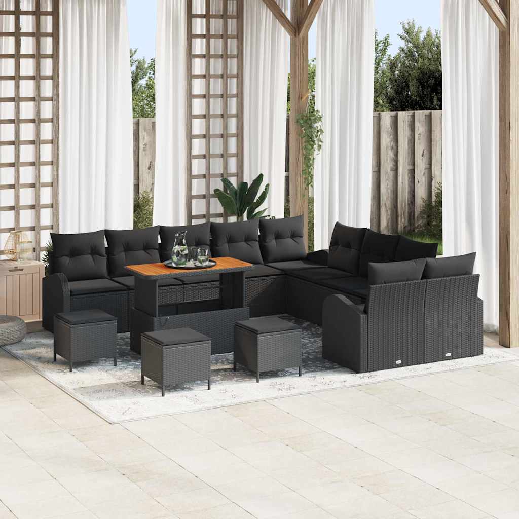 Garden Sofa Set with Cushion 14 pcs Black 110 x 55 x 71 cm