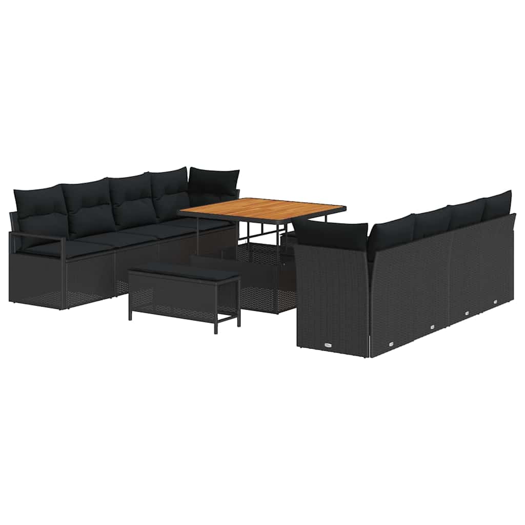 Garden Sofa Set with Cushion Black 100 x 100 x 71 cm