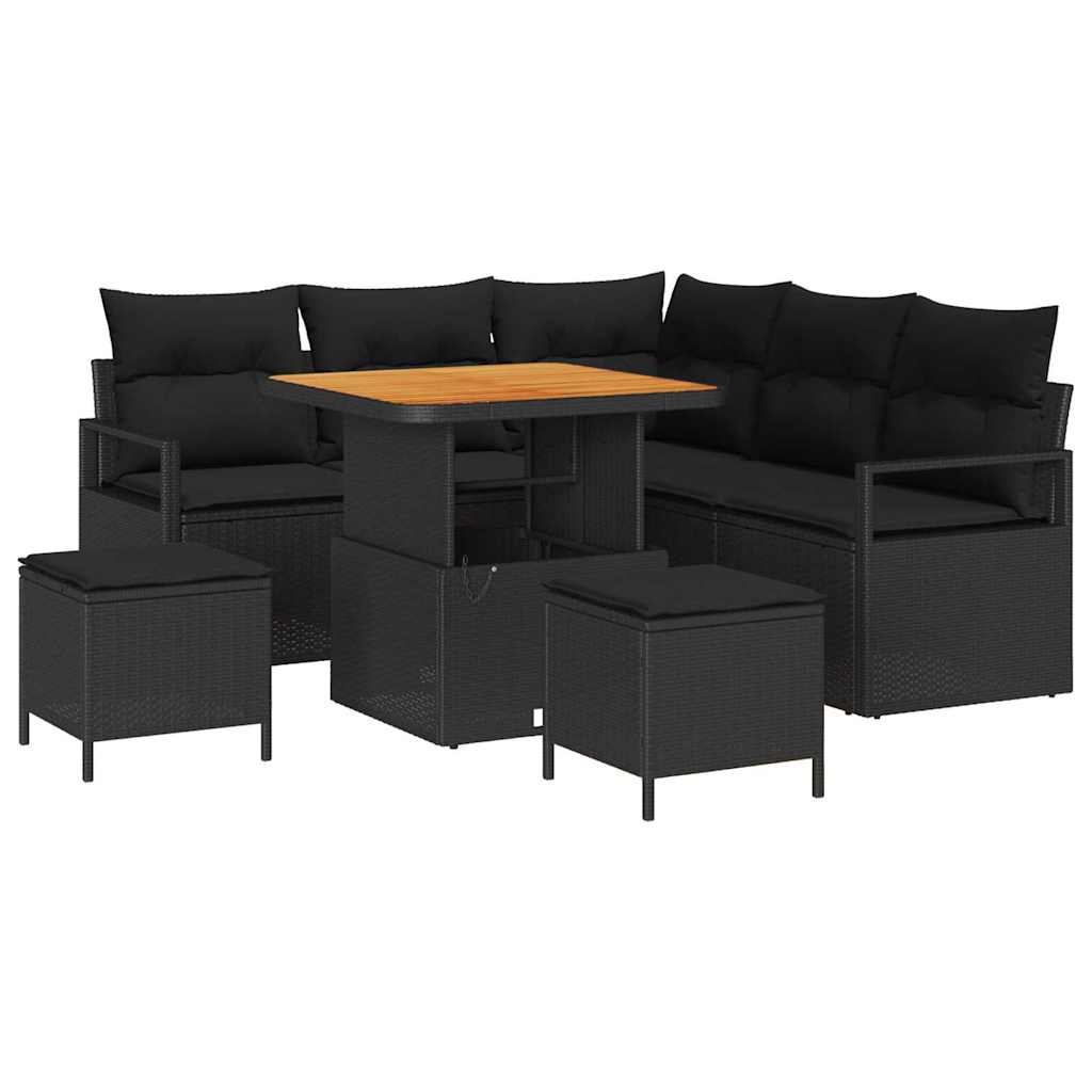 Garden Sofa Set with Cushion 8 pcs Black 80 x 80 x 71 cm