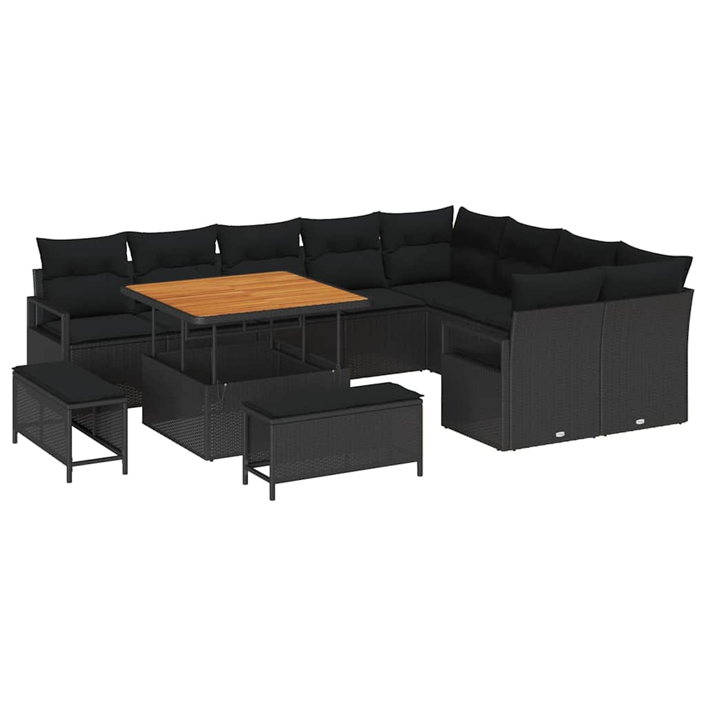 Garden Sofa Set with Cushion 12 pcs Black 100 x 100 x 71 cm