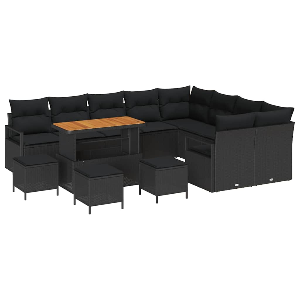 Garden Sofa Set with Cushion 13 pcs Black 110 x 55 x 71 cm