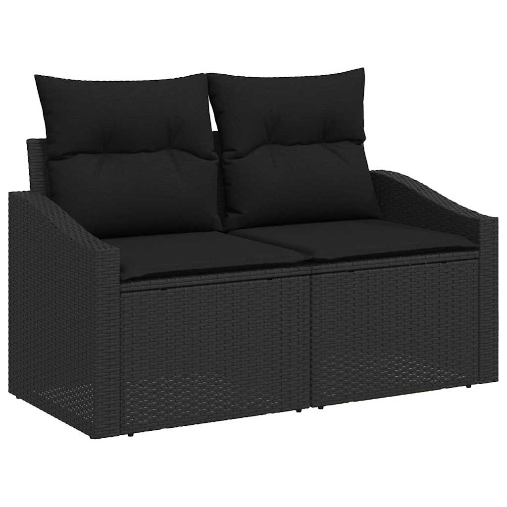 Garden Sofa Set with Cushion 10 pcs Black 90 x 55 x 71 cm
