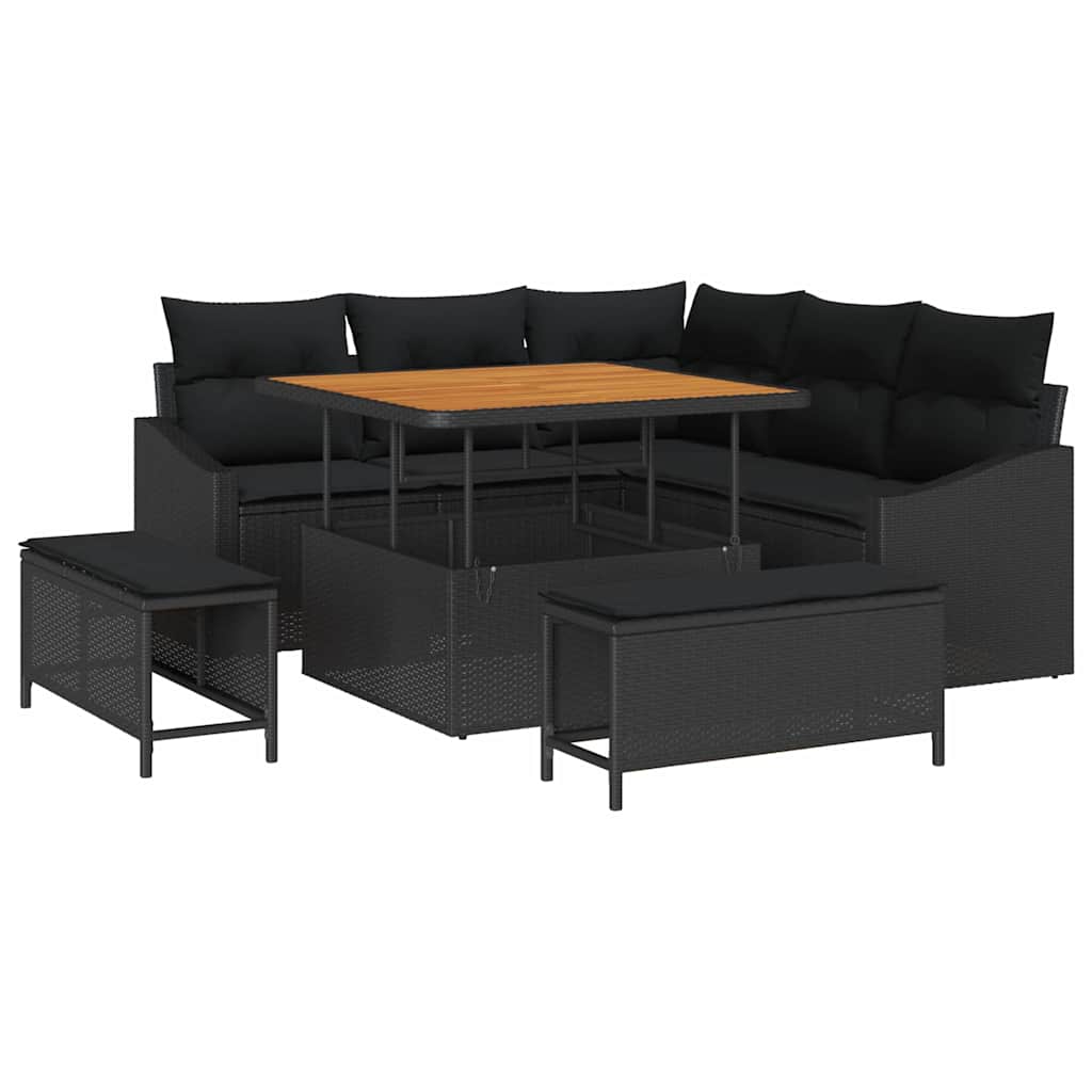 Garden Sofa Set with Cushion 8 pcs Black 100 x 100 x 71 cm
