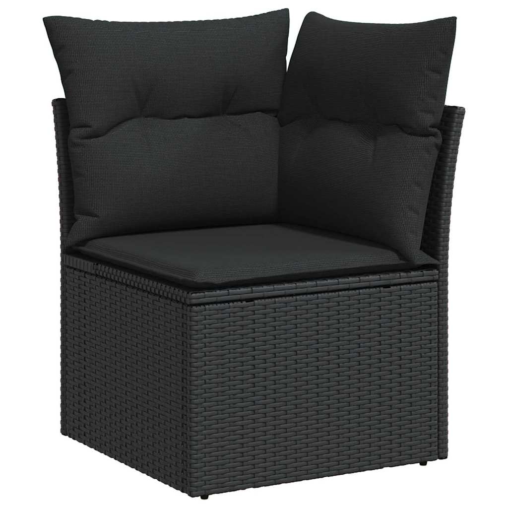 Garden Sofa Set with Cushion 8 pcs Black 90 x 55 x 71 cm
