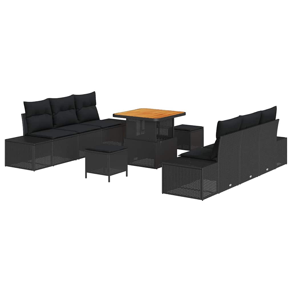 Garden Sofa Set with Cushion 9 pcs Black 80 x 80 x 71 cm