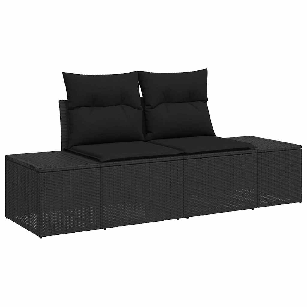 Garden Sofa Set 9 pcs Black Poly Rattan and Powder-Coated Steel