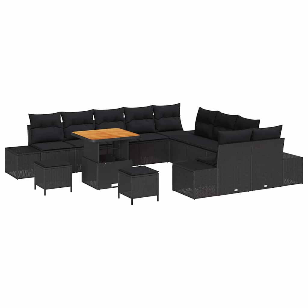 Garden Sofa Set with Cushion 13 pcs Black 80 x 80 x 71 cm