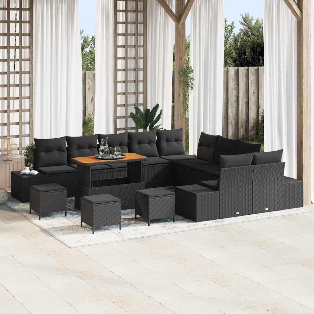 Garden Sofa Set with Cushion 13 pcs Black 110 x 55 x 71 cm