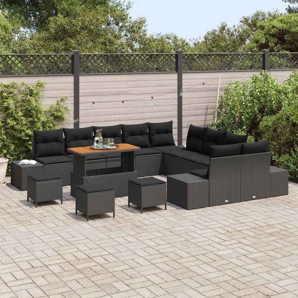 Garden Sofa Set with Cushion 13 pcs Black 110 x 55 x 71 cm