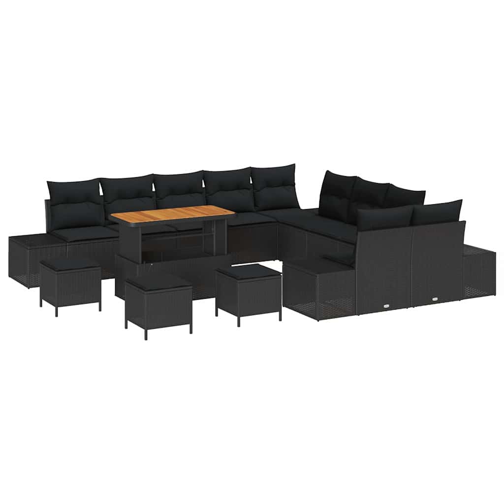 Garden Sofa Set with Cushion 13 pcs Black 110 x 55 x 71 cm