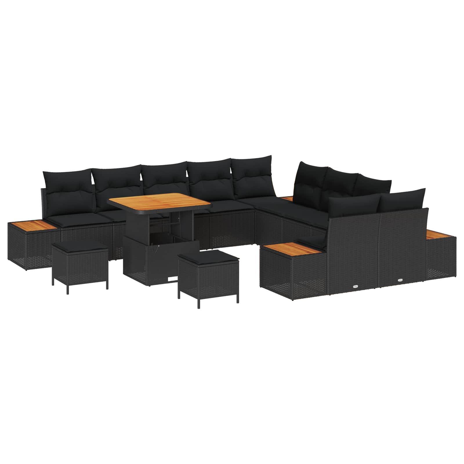 Garden Sofa Set with Cushion 13 pcs Black Poly rattan