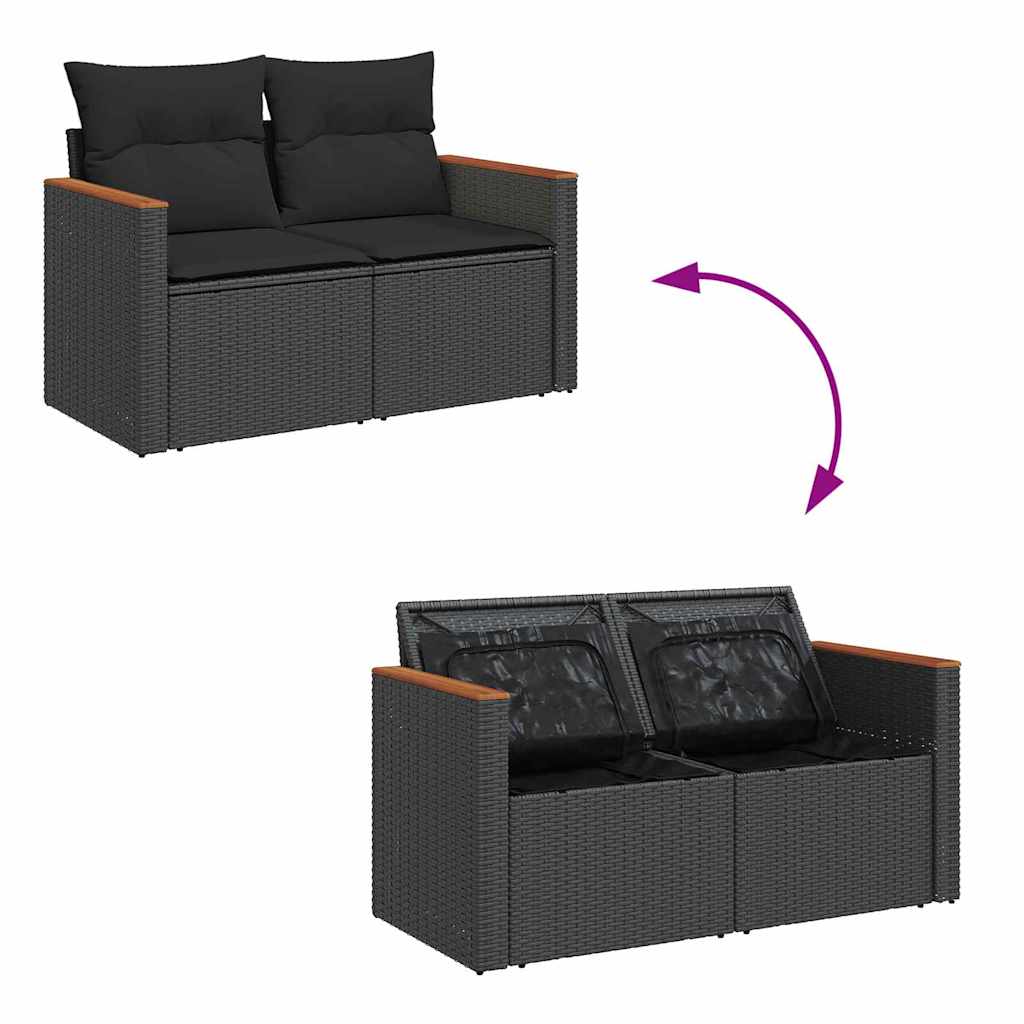 Garden Sofa Set with Cushion 9 pcs Black Poly rattan