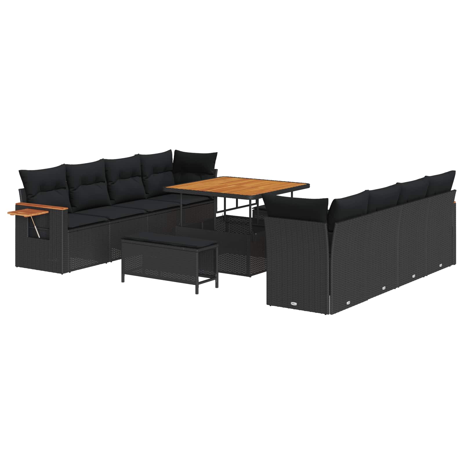 Garden Sofa Set with Cushion 12 pcs Black Poly Rattan
