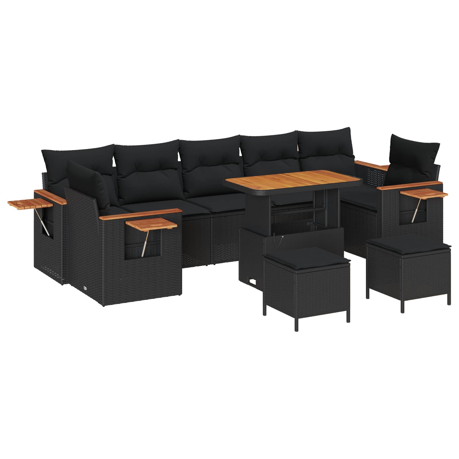 Garden Sofa Set with Cushion 13 pcs Black Poly Rattan