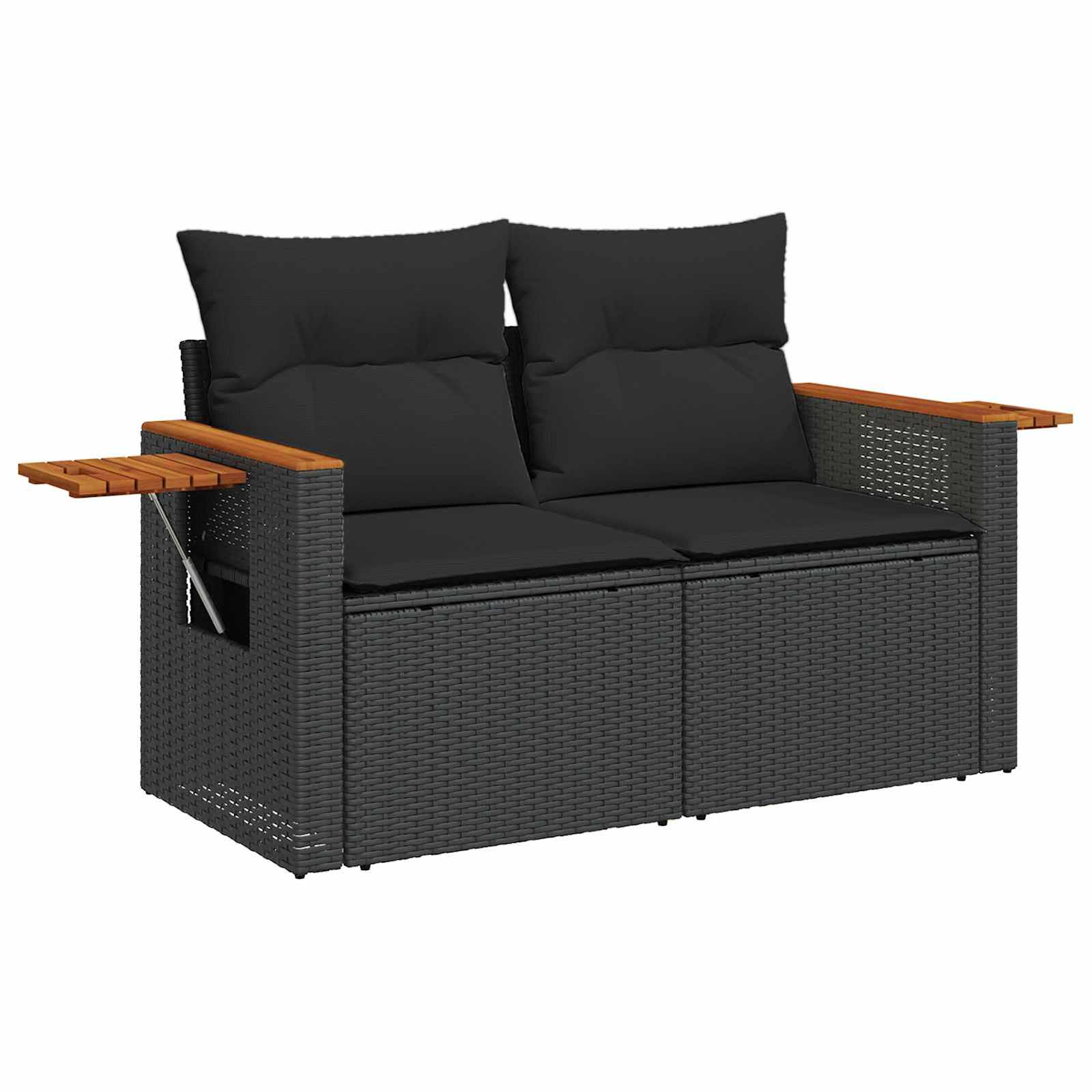 Garden Sofa Set with Cushion 9 pcs Black Poly Rattan