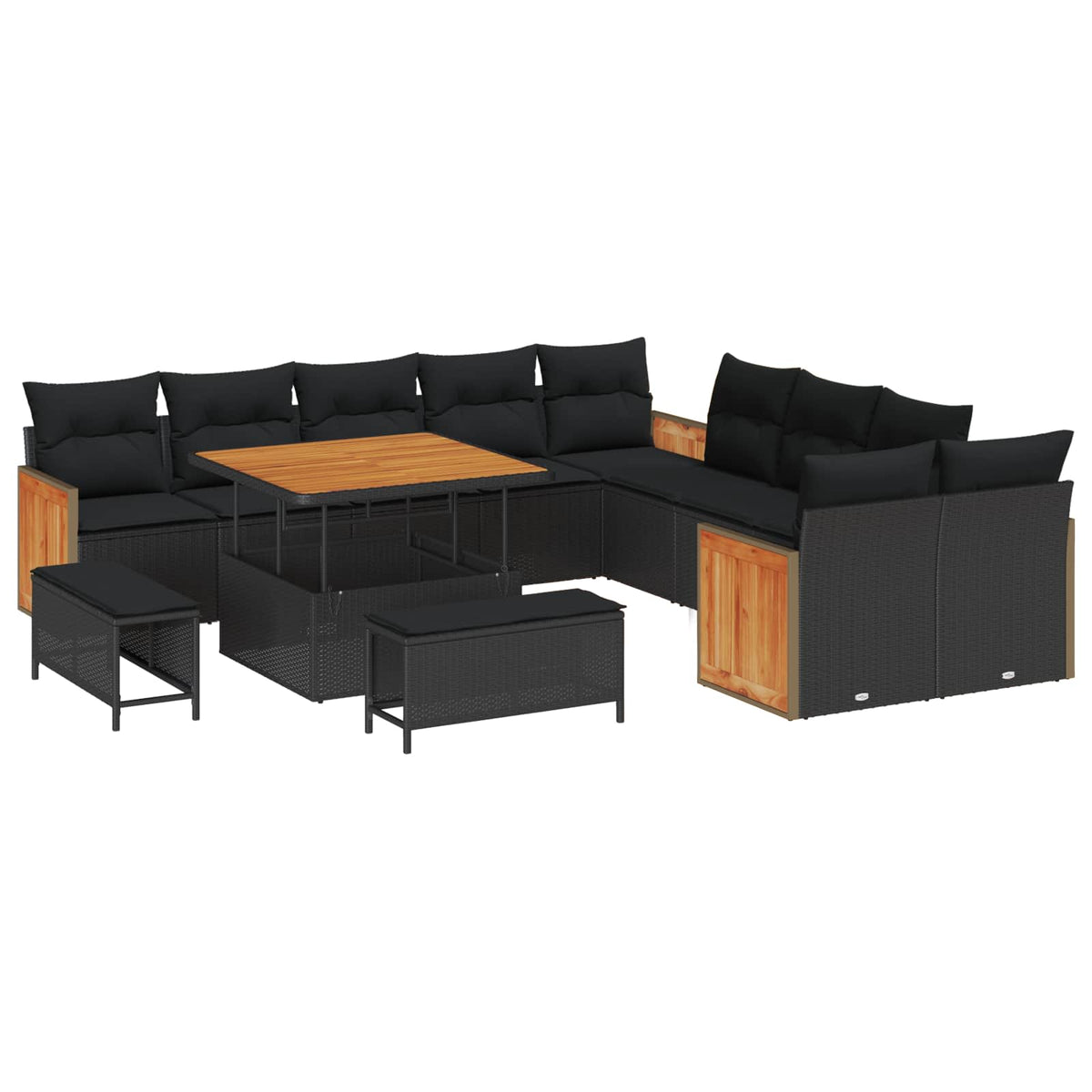 Garden Sofa Set with Cushion 17 pcs Black Poly Rattan