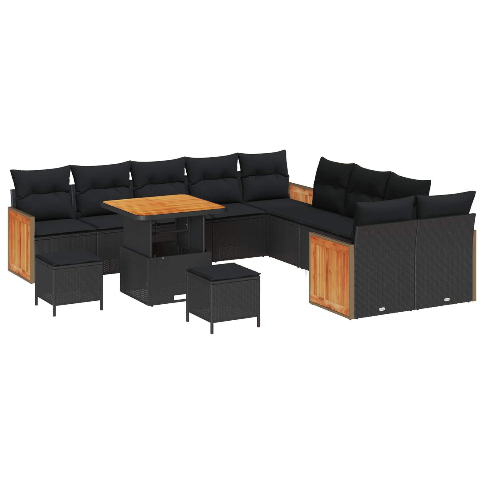 Garden Sofa Set with Cushion 17 pcs Black Poly Rattan