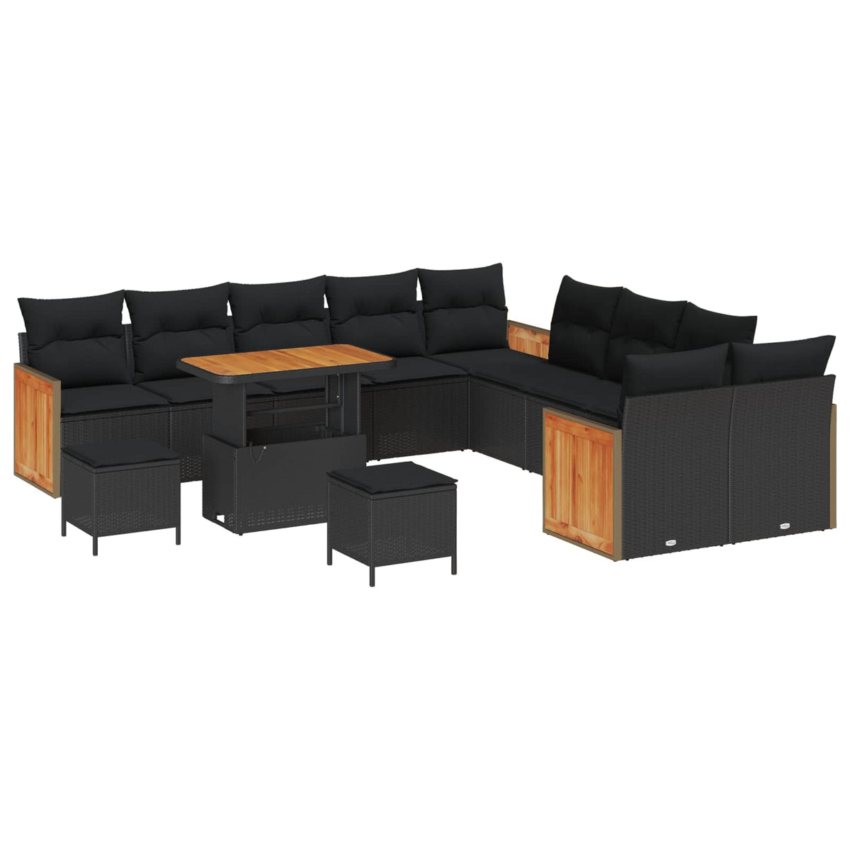 Garden Sofa Set with Cushion 17 pcs Black Poly Rattan