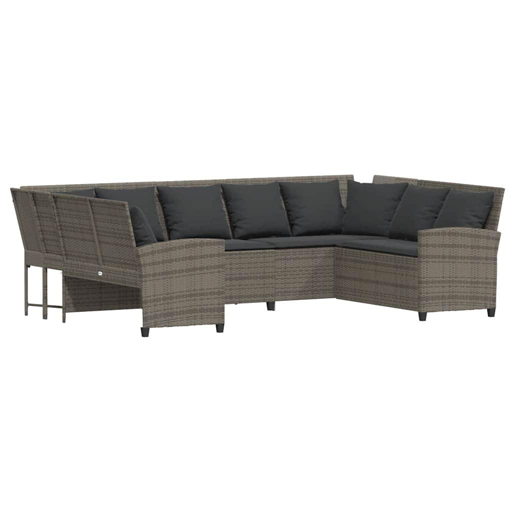 Garden Sofa with Cushions Grey Poly Rattan