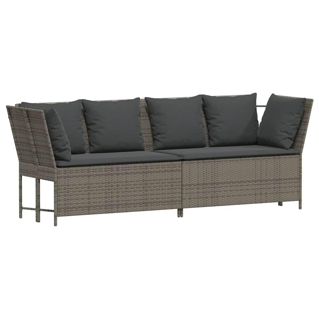 Garden Sofa with Cushions Grey Poly Rattan