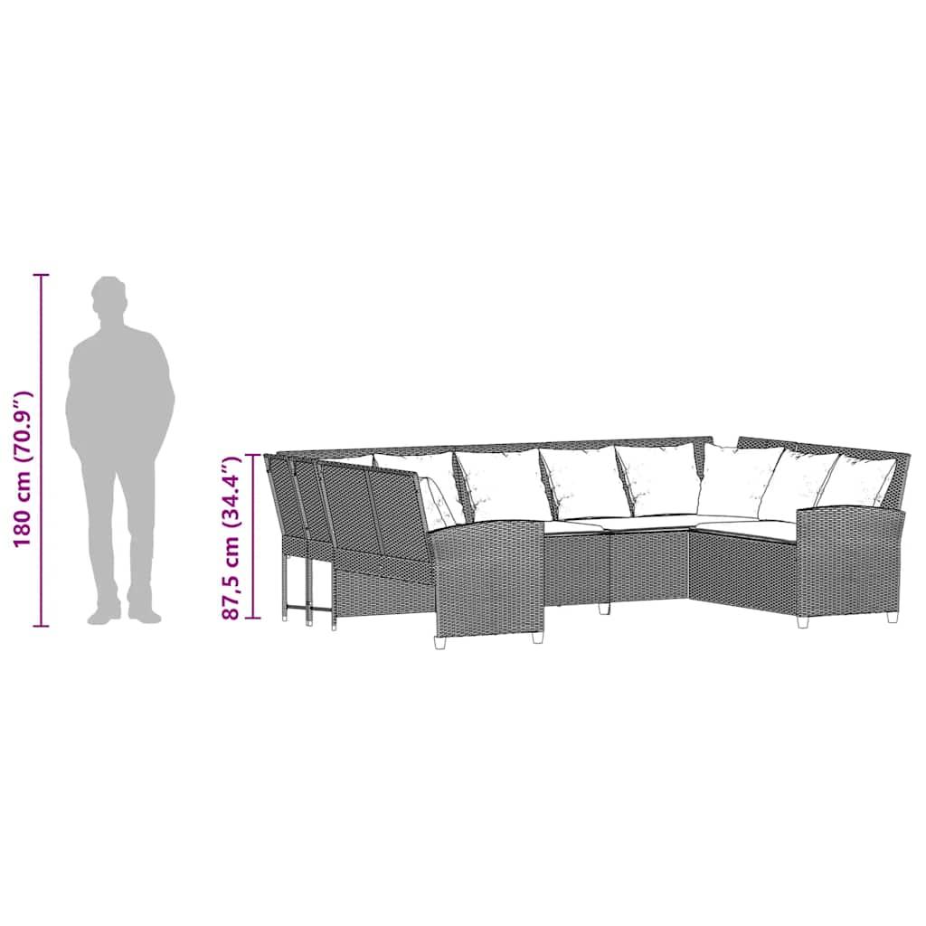 Garden Sofa with Cushions Grey Poly Rattan