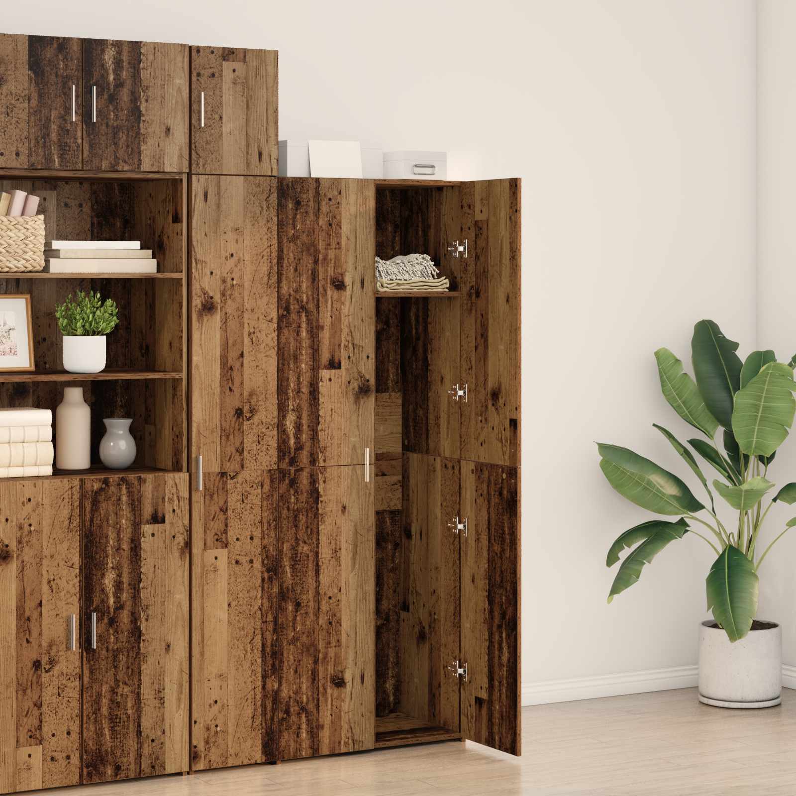 Highboard 2 pcs Old Wood 70 x 42,5 x 185 cm