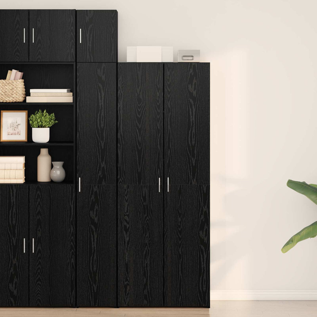 Highboard 2 pcs Black Oak 70 x 42,5 x 185 cm