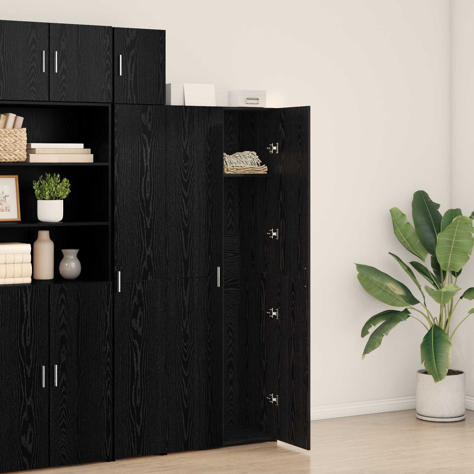 Highboard 2 pcs Black Oak 70 x 42,5 x 185 cm