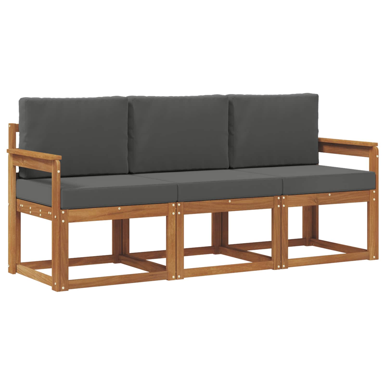 Outdoor Sofa Set with Cushion 3 pcs Natural and Anthracite