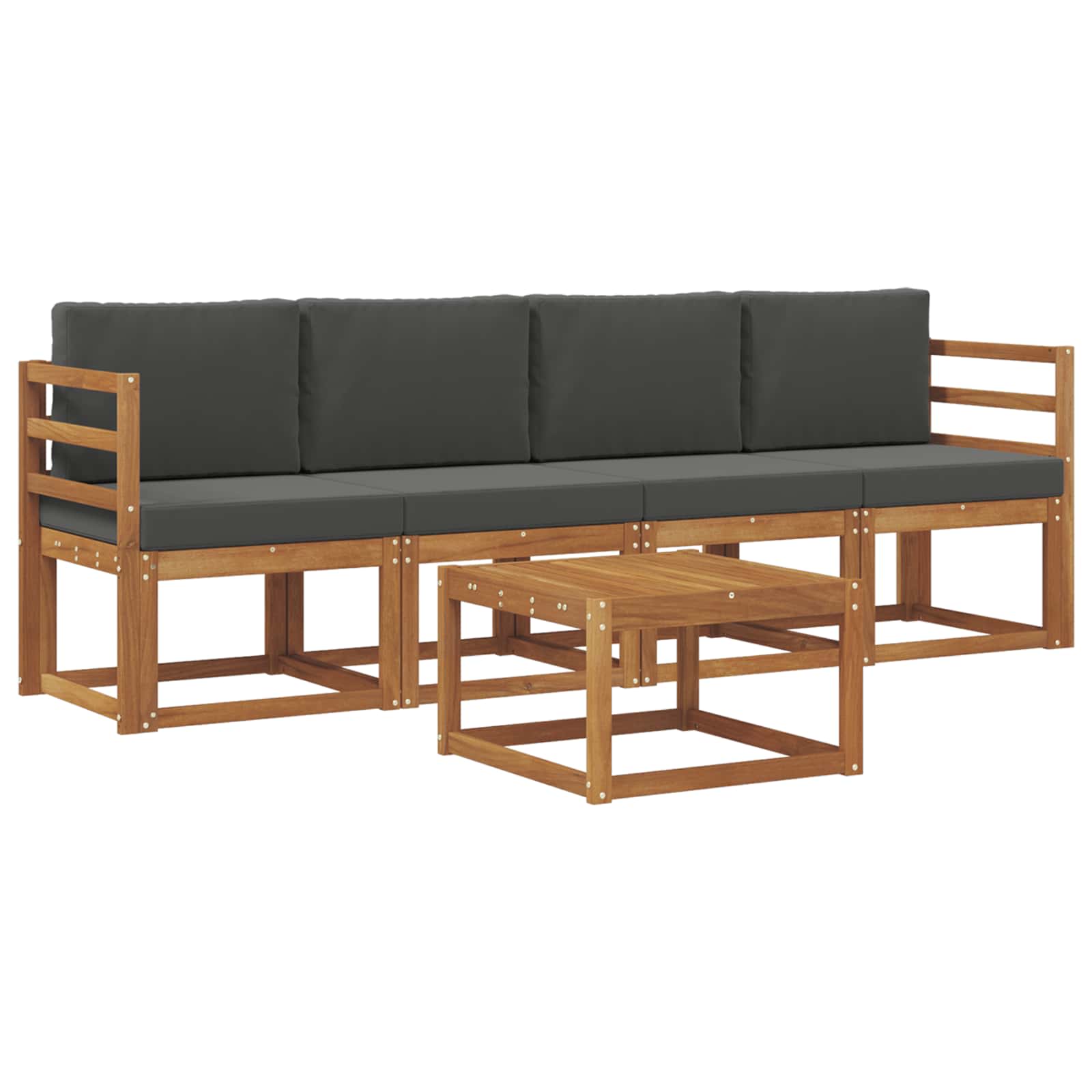 Outdoor Sofa Set with Cushion 5 pcs Natural and Anthracite