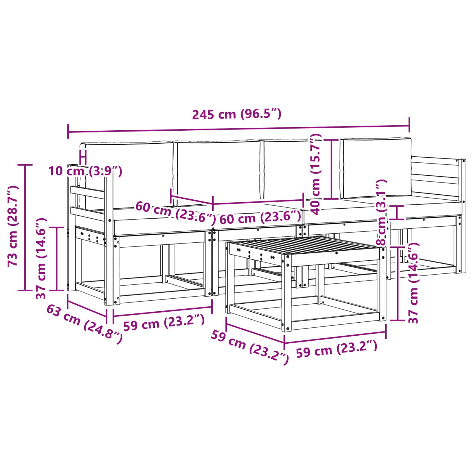 Outdoor Sofa Set with Cushion 5 pcs Natural and Anthracite