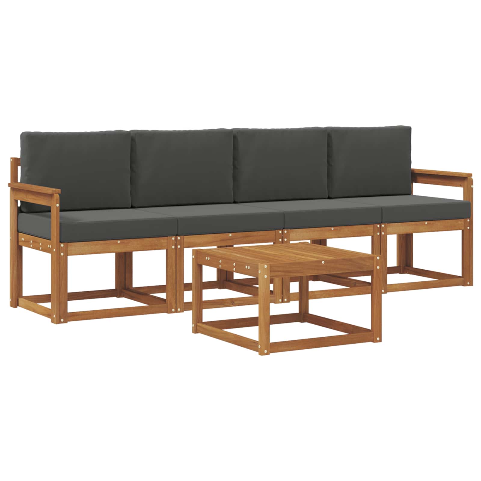 Outdoor Sofa Set with Cushion 5 pcs Natural and Anthracite