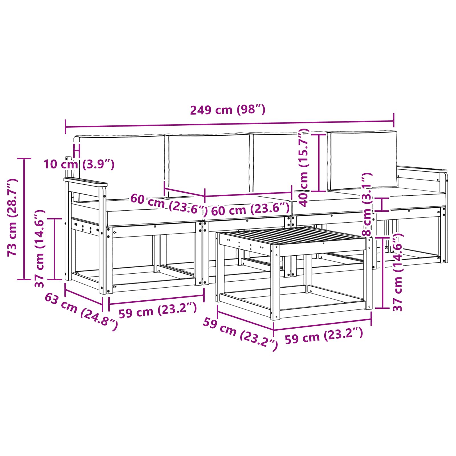 Outdoor Sofa Set with Cushion 5 pcs Natural and Anthracite
