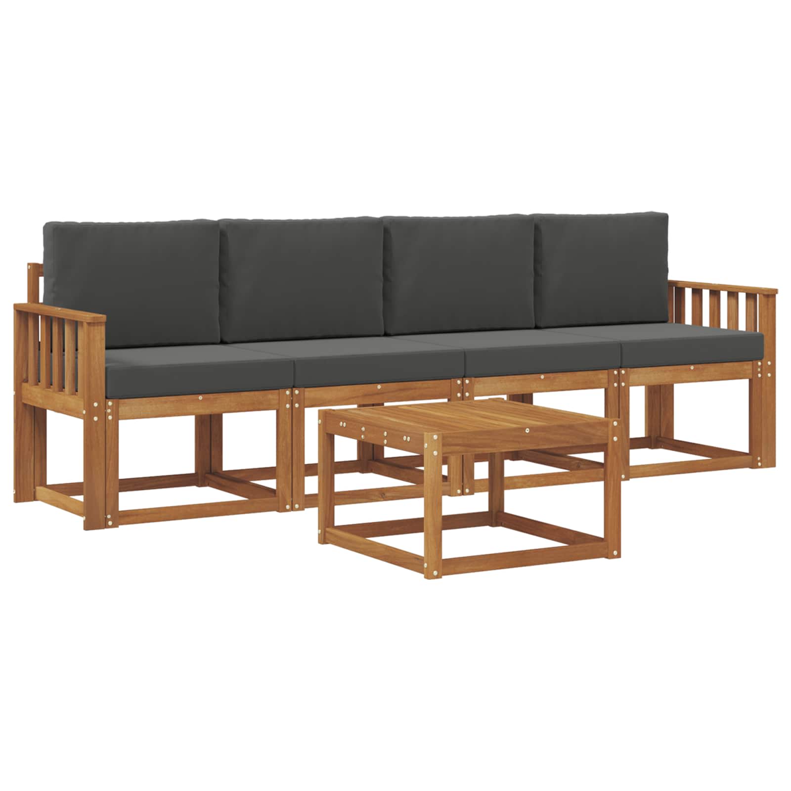 Outdoor Sofa Set with Cushion 5 pcs Natural and Anthracite