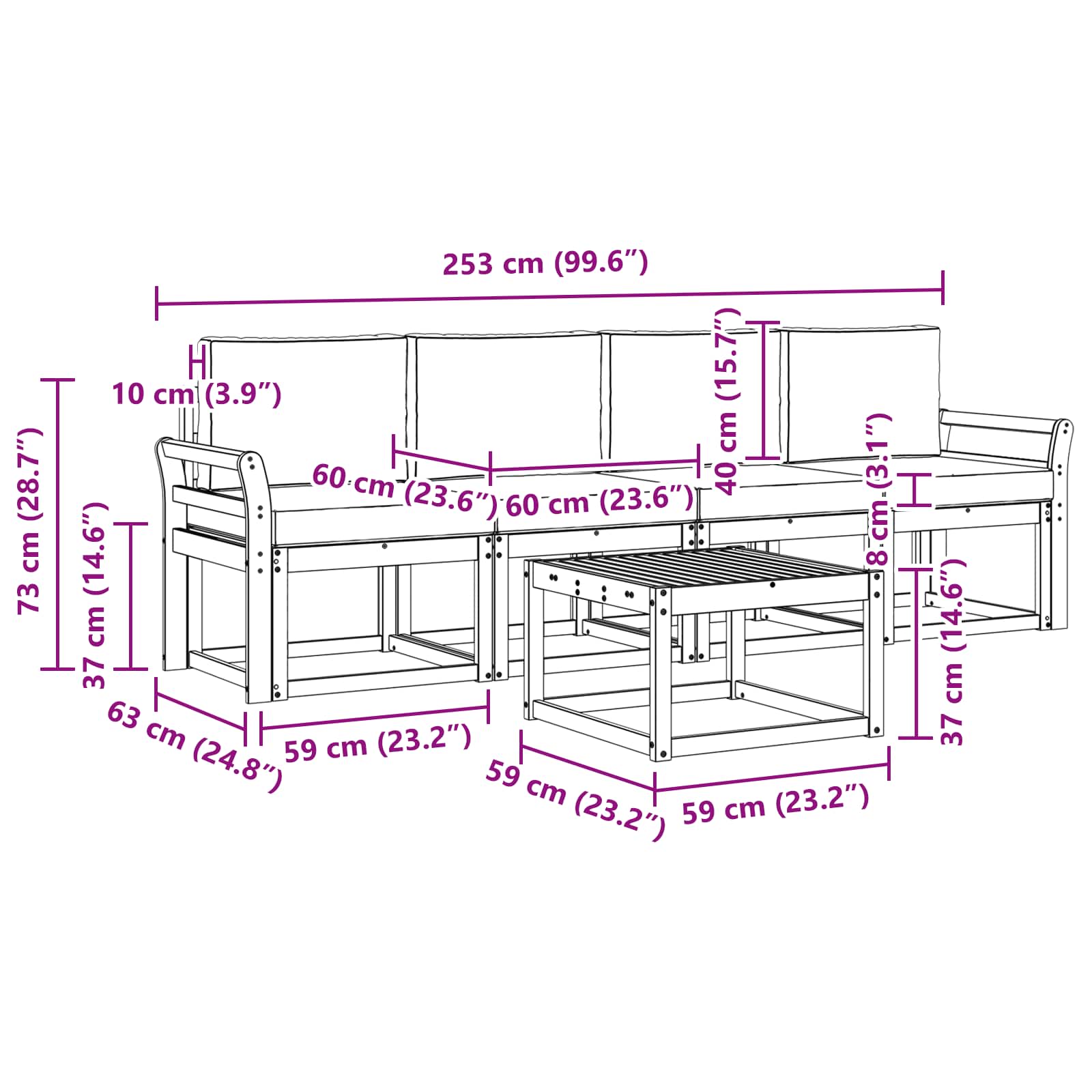 Outdoor Sofa Set with Cushion 5 pcs Natural and Anthracite