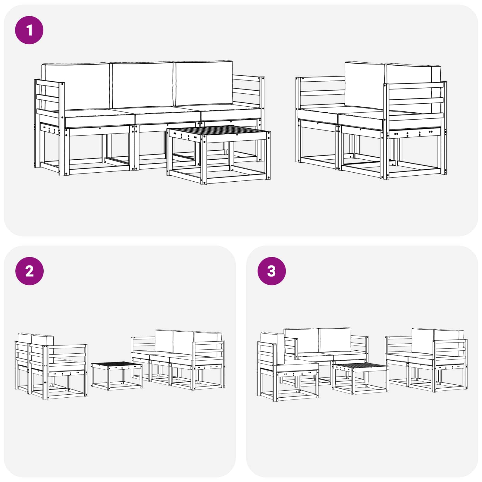 Outdoor Sofa Set with Cushion 6 pcs Natural and Anthracite