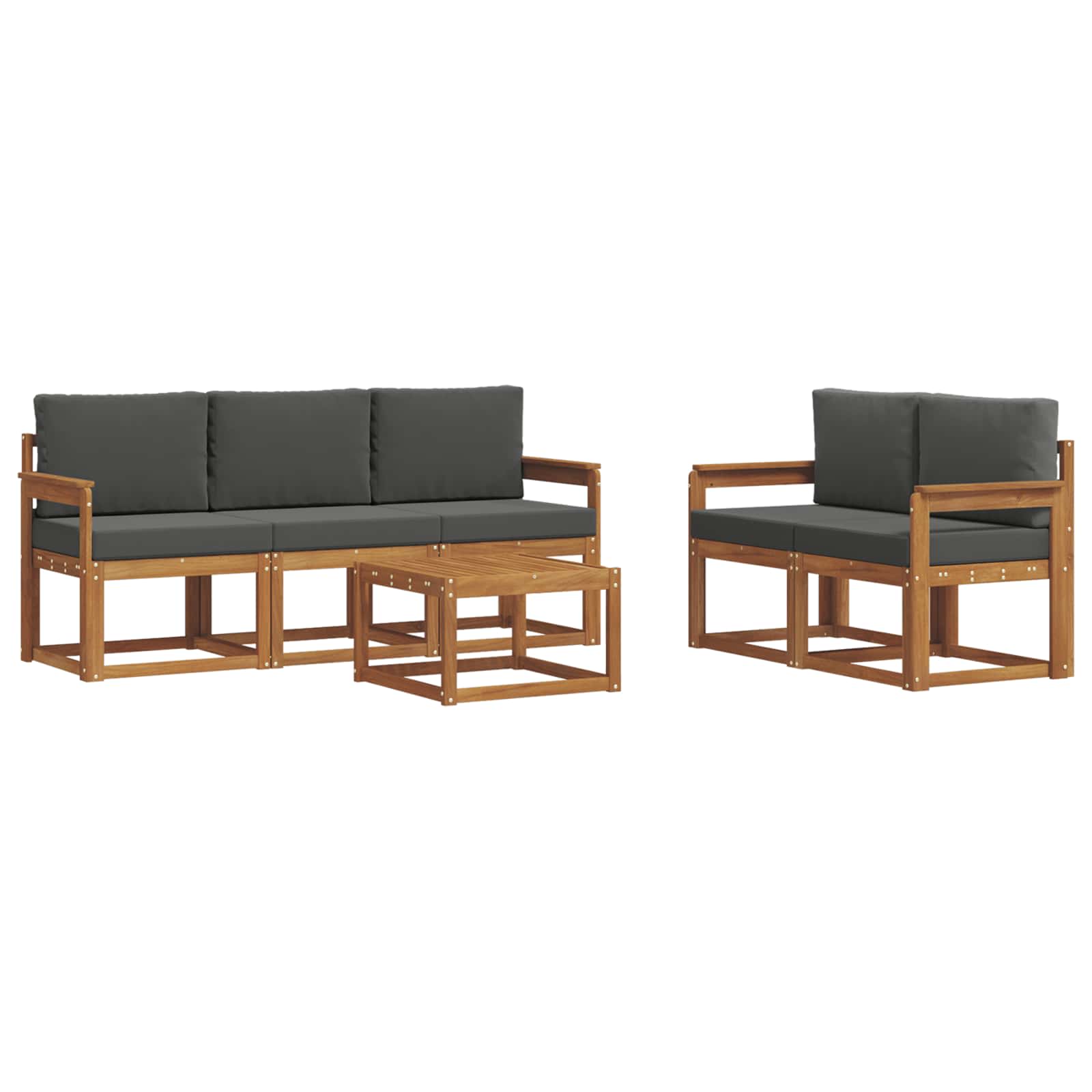 Outdoor Sofa Set with Cushion 6 pcs Natural and Anthracite