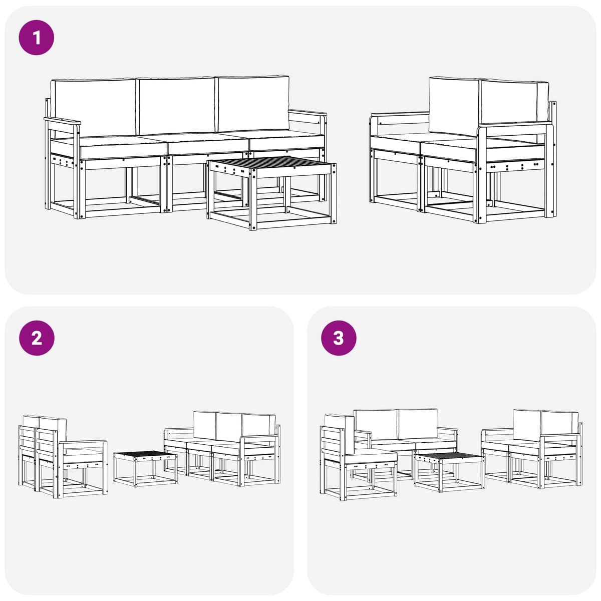 Outdoor Sofa Set with Cushion 6 pcs Natural and Anthracite
