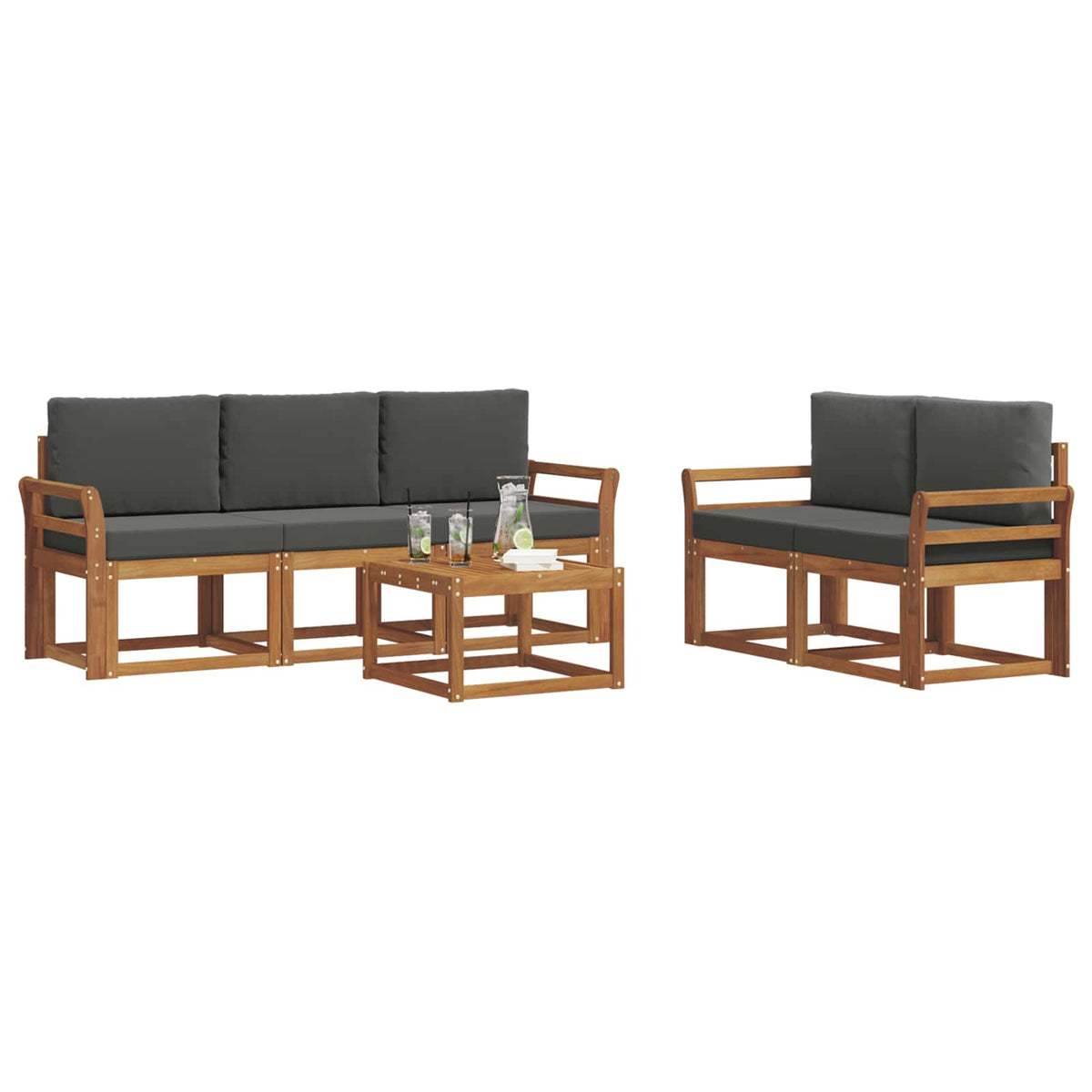 Outdoor Sofa Set with Cushion 6 pcs Natural and Anthracite