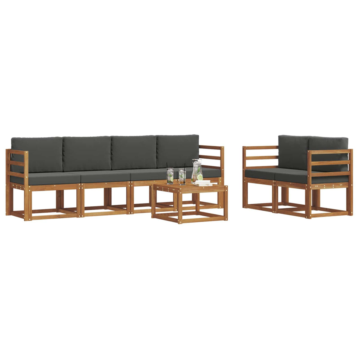 Outdoor Sofa Set with Cushion 7 pcs Natural and Anthracite