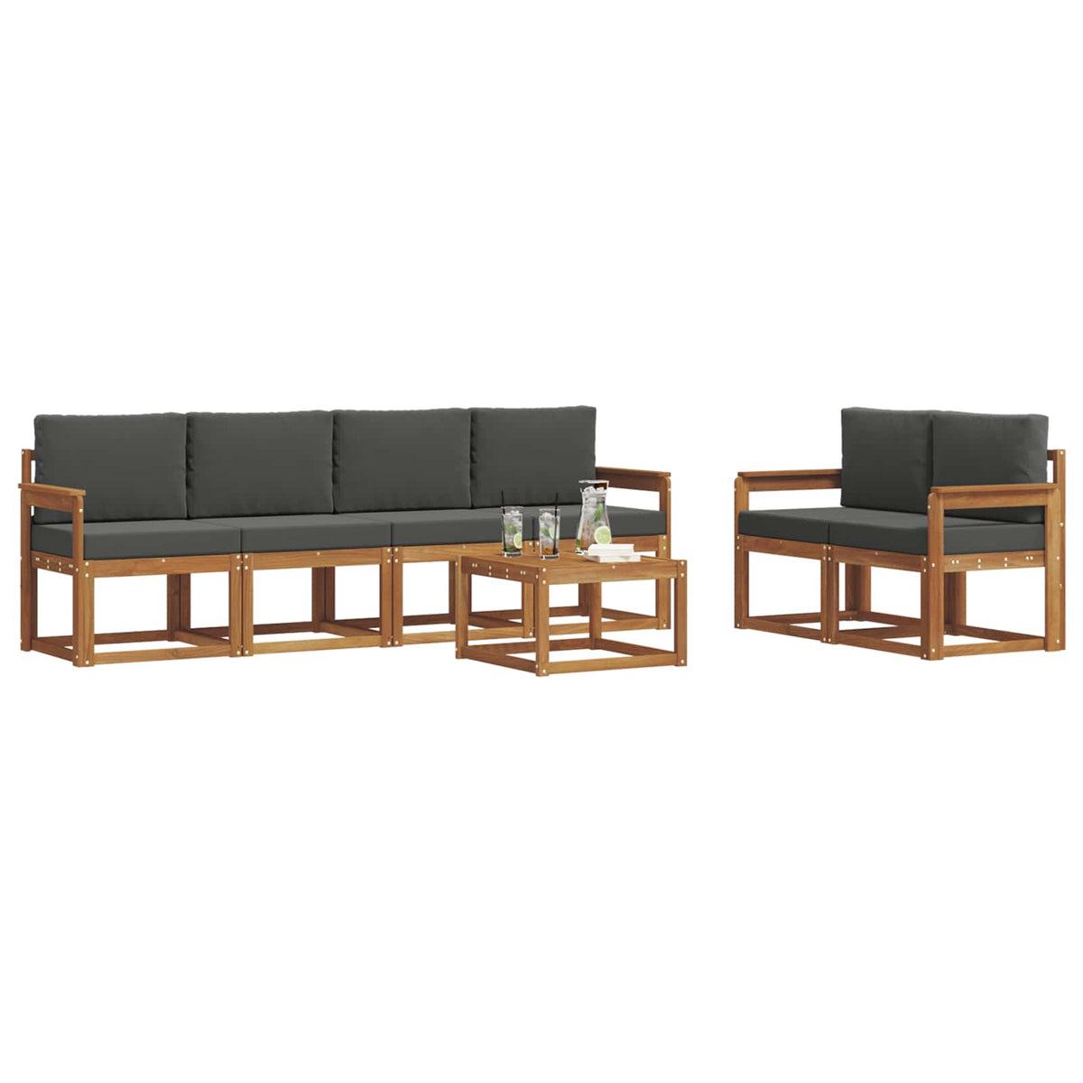 Outdoor Sofa Set with Cushion 7 pcs Natural and Anthracite