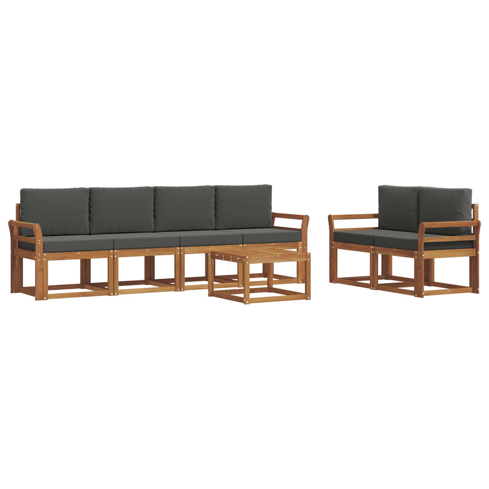 Outdoor Sofa Set with Cushion 7 pcs Natural and Anthracite