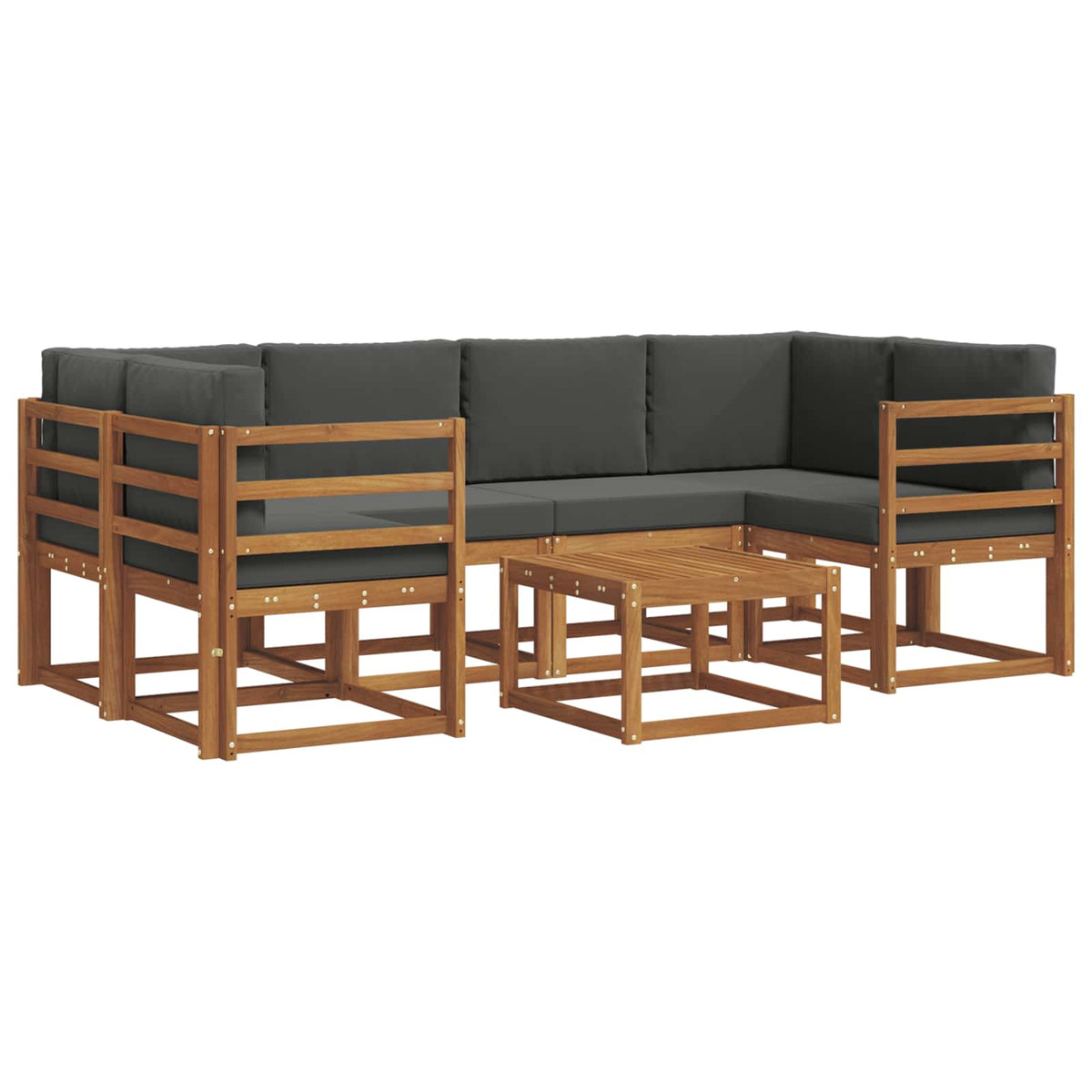 Outdoor Sofa Set with Cushion 7 pcs Natural and Anthracite